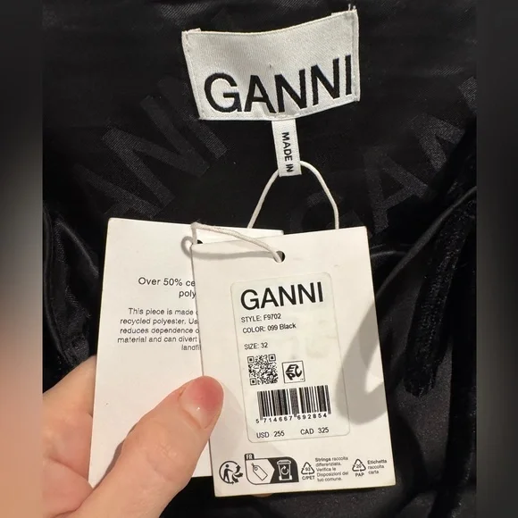 NWT GANNI black satin Duchess top - Picture 5 of 8